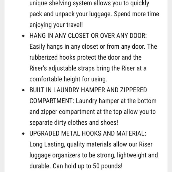 NEW Rise Luggage Organizer Shelf Insert Suitcase Packing Made Easy GRAY RISER - Picture 3 of 12